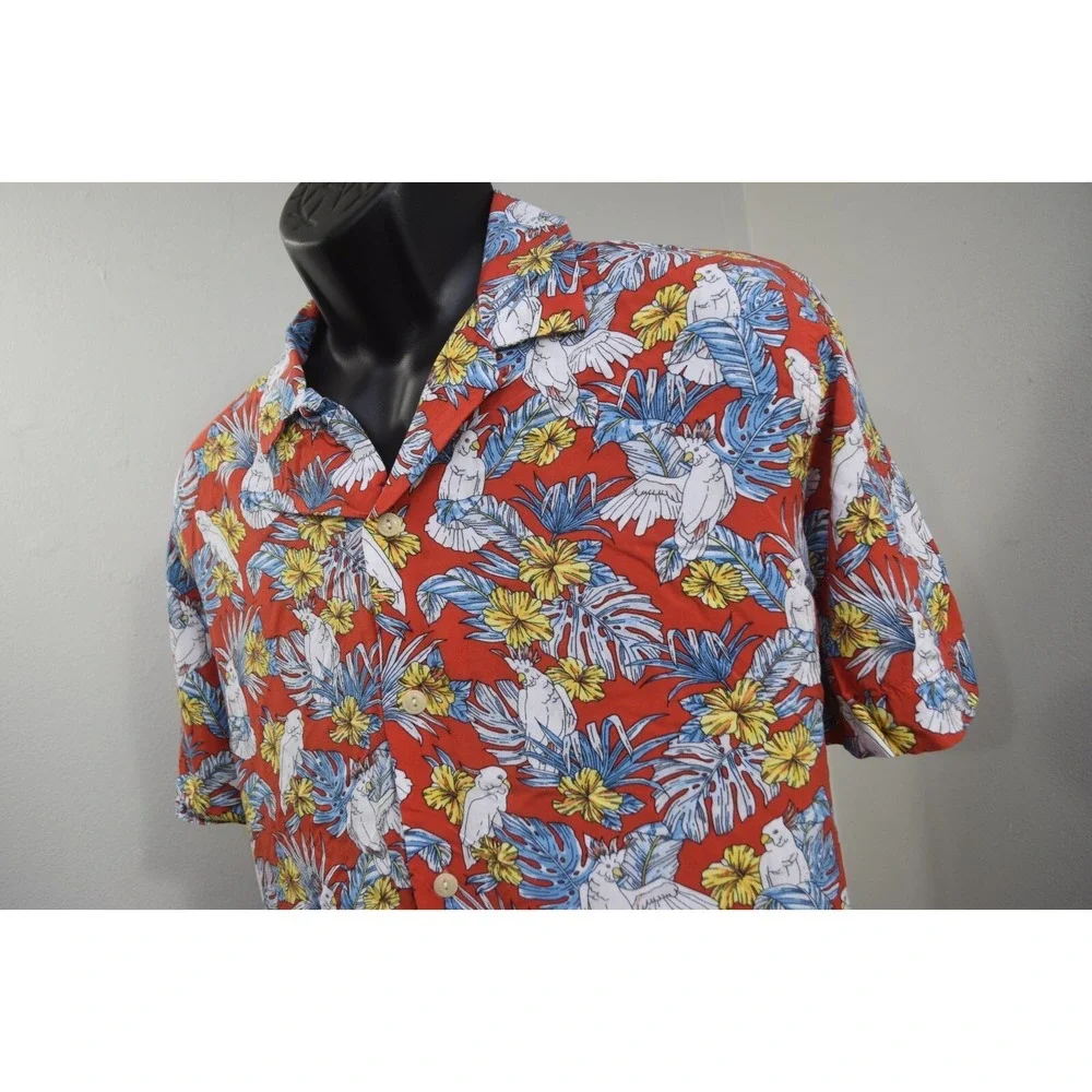 Banana Republic Floral Button Up‎ Standard Fit Short Sleeve Viscose Mens Large